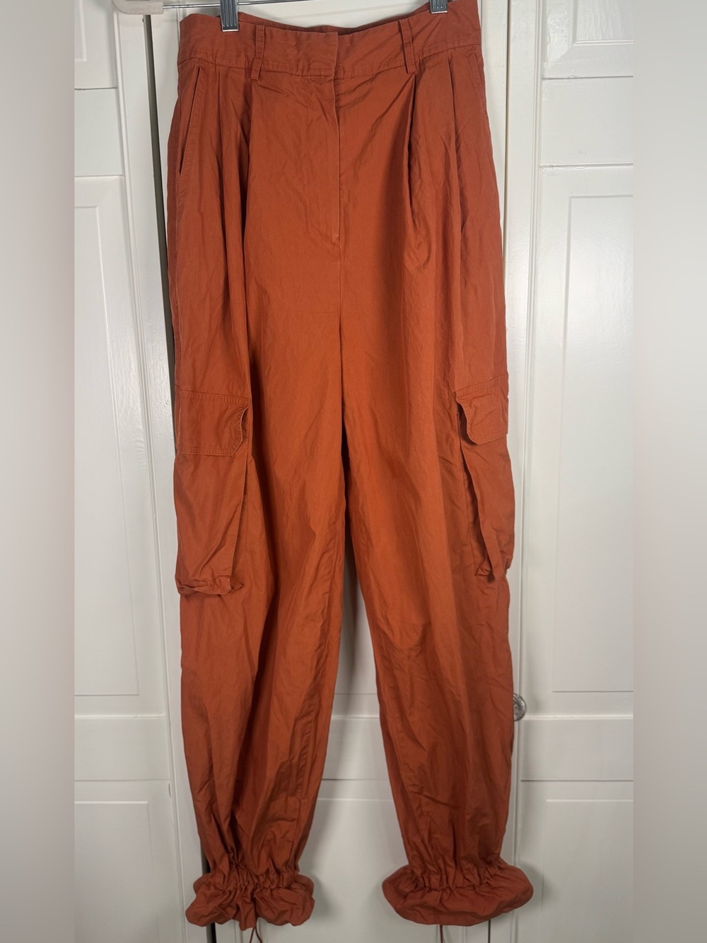 DRAE Rust Cargo Parachute Pants Small Utility Drawstring Hem